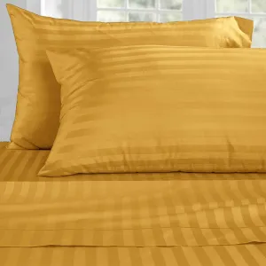 Satin Striped Pillow Cover Mustard