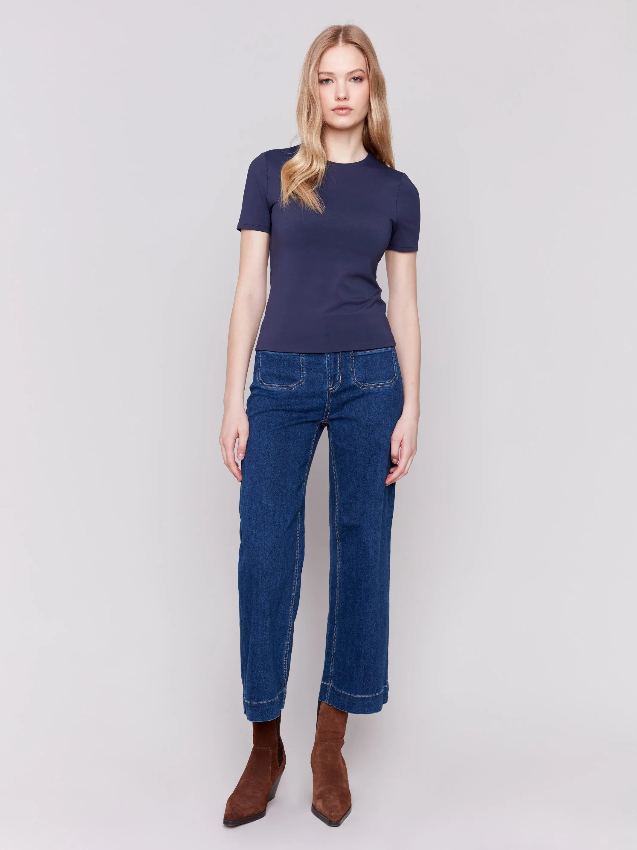 Short-Sleeved Super Stretch Top - Navy