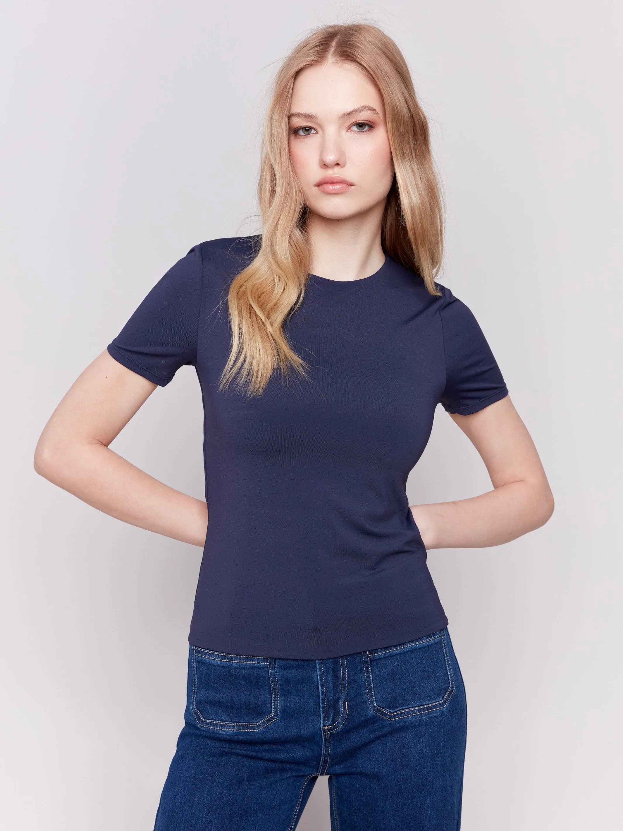Short-Sleeved Super Stretch Top - Navy