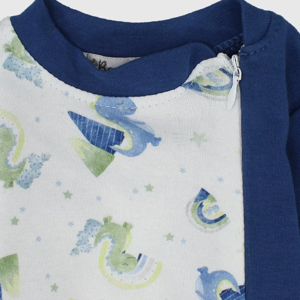 Sleepy Dino Long-Sleeved Footless Onesie