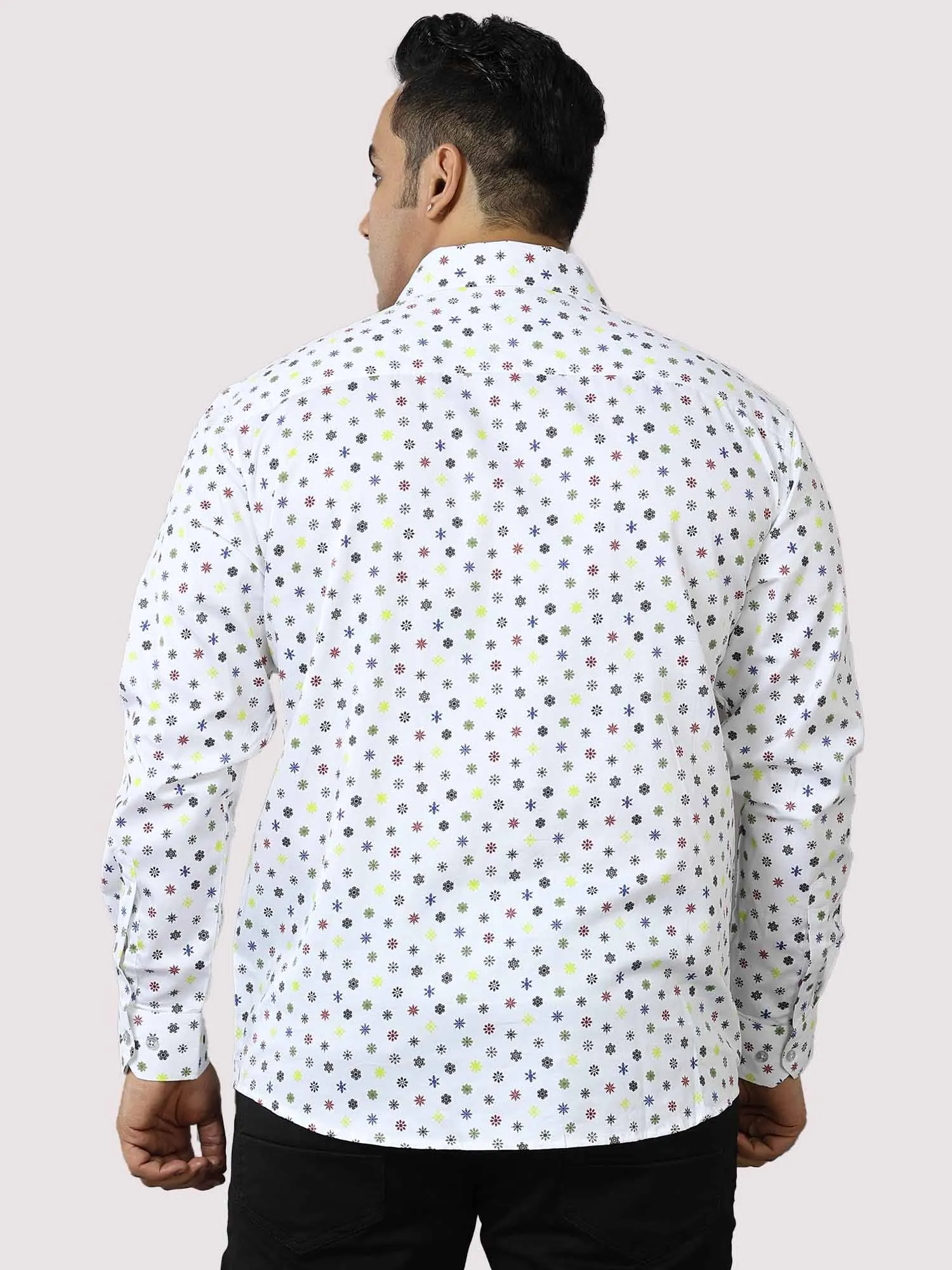 Sparkling Stars Printed Cotton Full Shirt Men's Plus Size