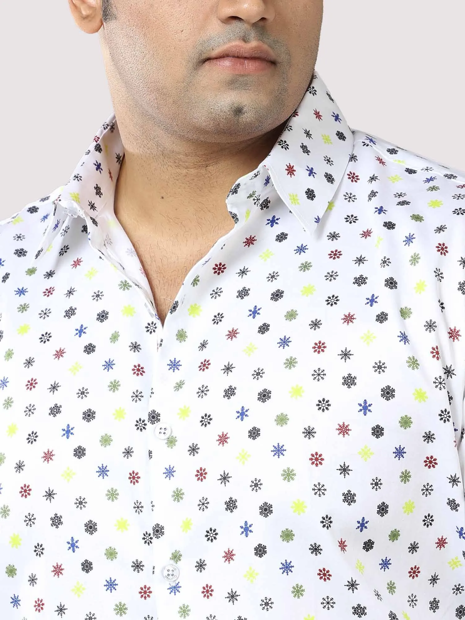 Sparkling Stars Printed Cotton Full Shirt Men's Plus Size