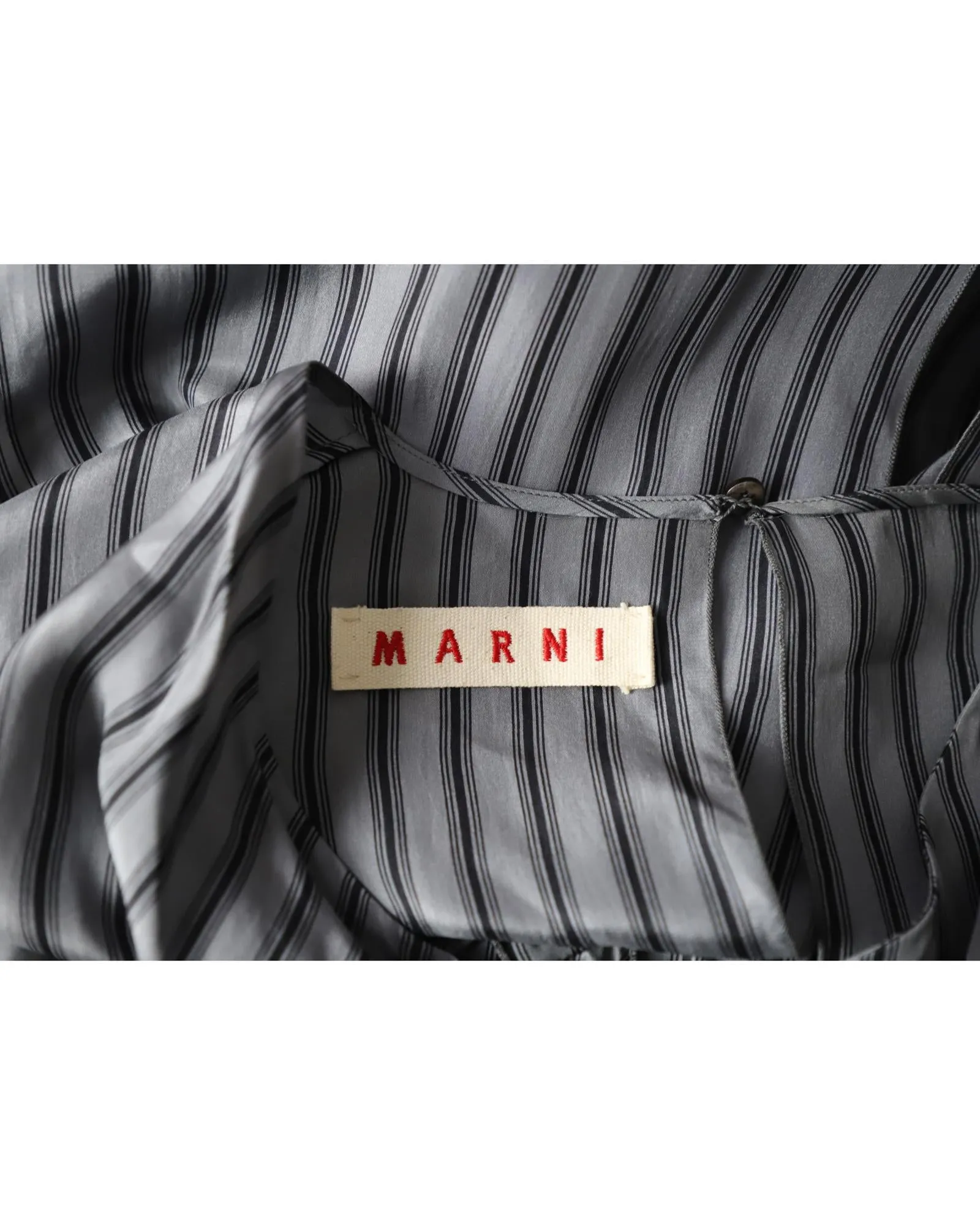 Striped Silk Dress with Asymmetrical Draping