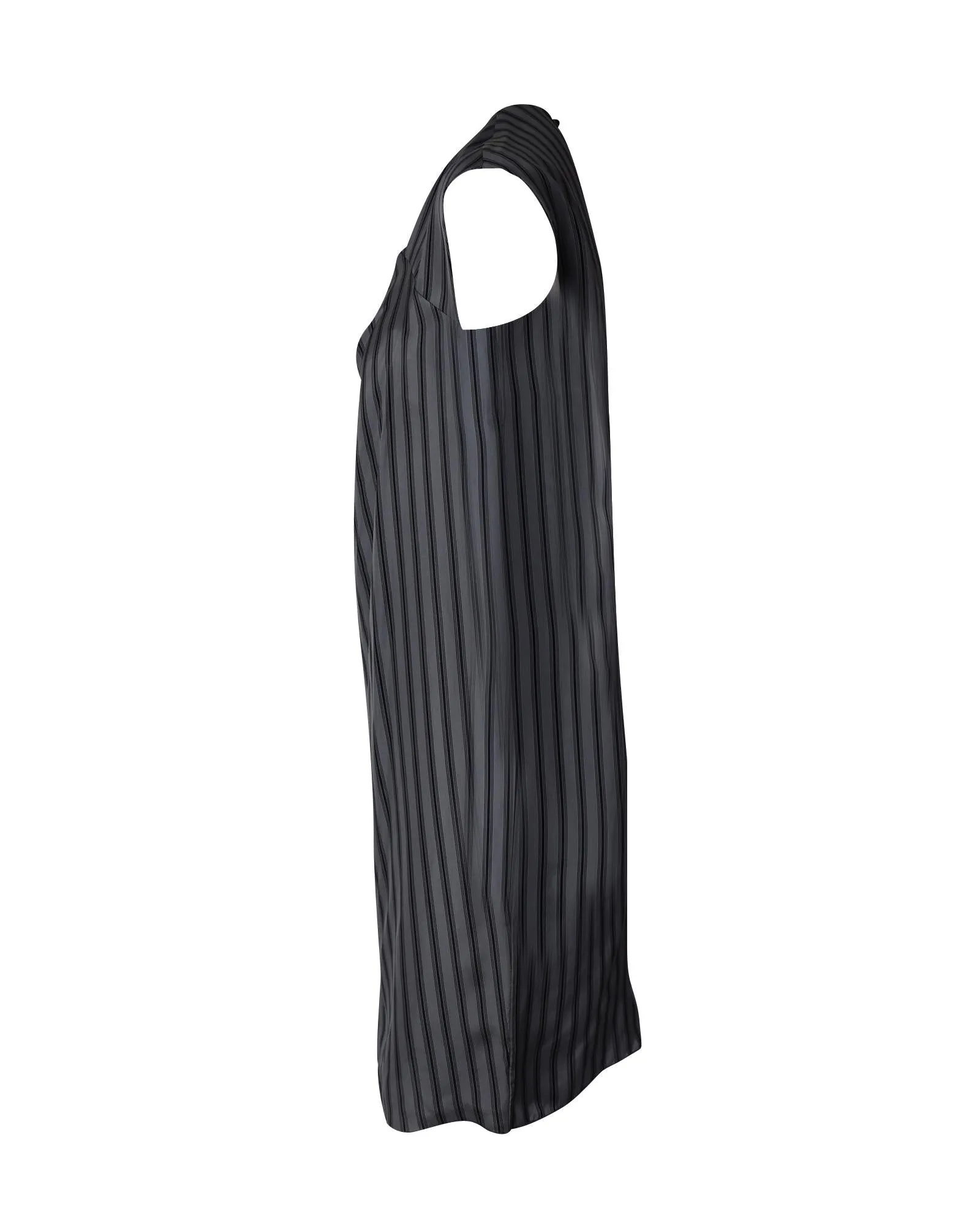 Striped Silk Dress with Asymmetrical Draping