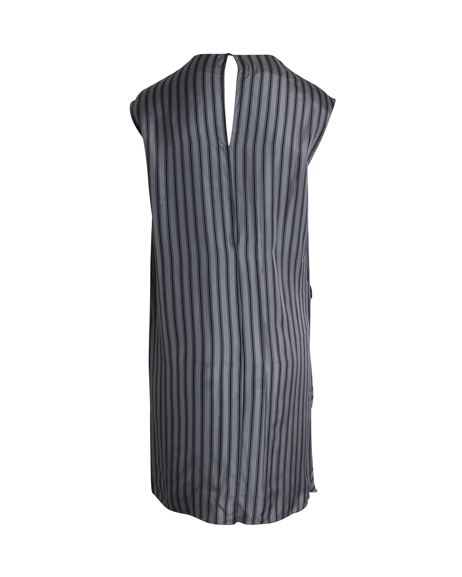 Striped Silk Dress with Asymmetrical Draping