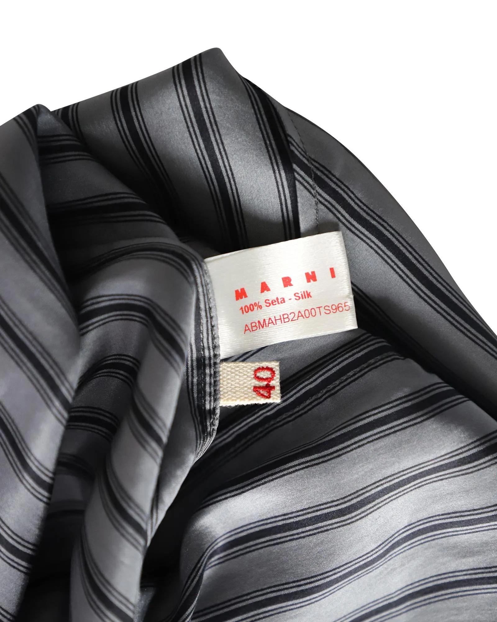 Striped Silk Dress with Asymmetrical Draping