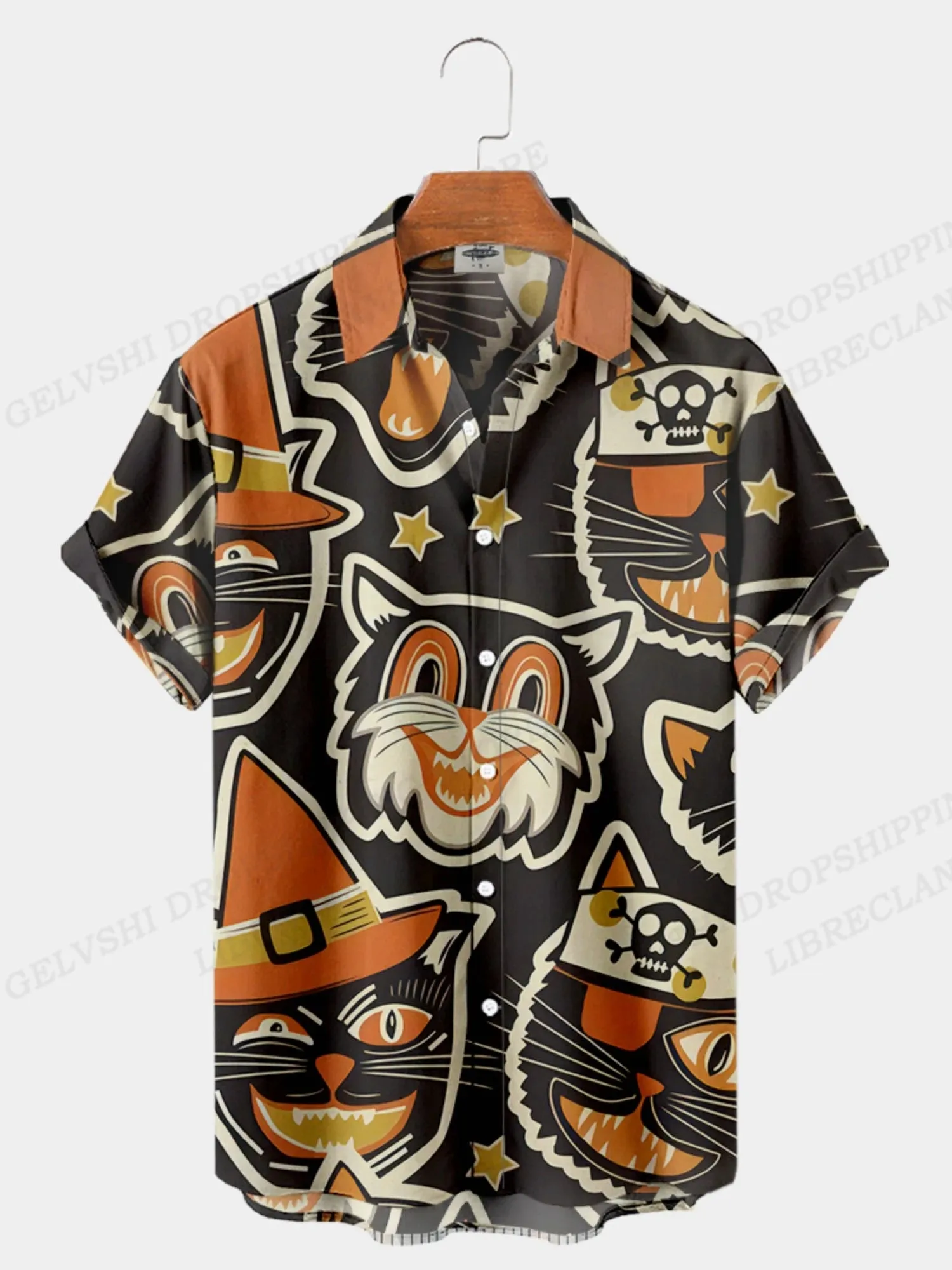 Summer Hawaiian Shirts Shape 3D Printed Shirts Men Women Fashion Shirt Beach Blouse Men's Vocation Blouses Animal Clothing Cat