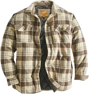 Venado Men's Plaid Shirt Jacket -Long Sleeved Quilt Lined Brushed Flannel Rugged Shirt