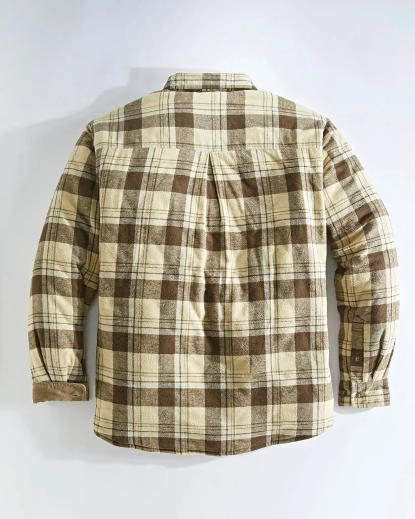 Venado Men's Plaid Shirt Jacket -Long Sleeved Quilt Lined Brushed Flannel Rugged Shirt