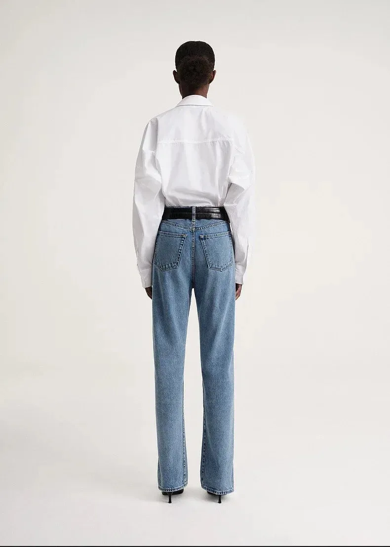 White V-Neck Batwing Blouse with Buttons for Spring