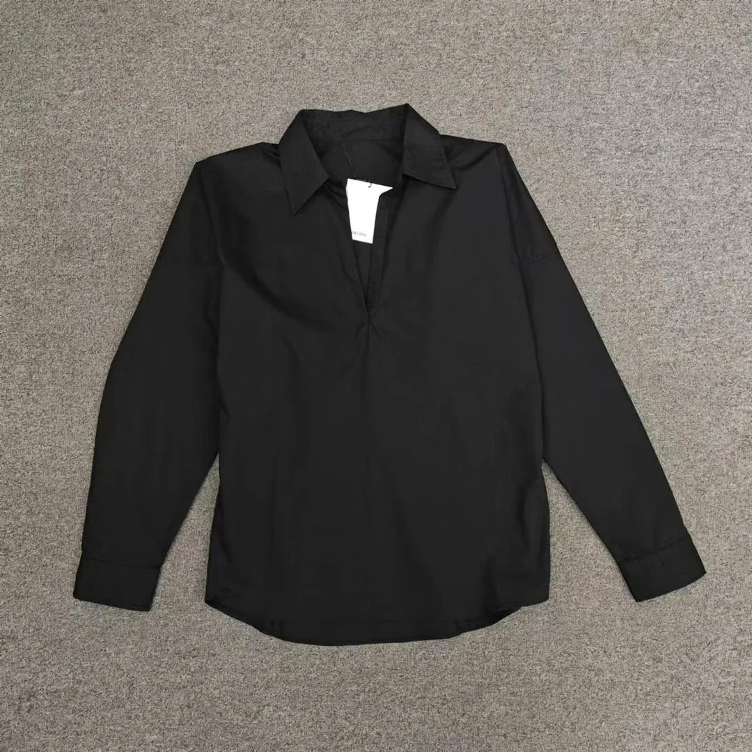 White V-Neck Batwing Blouse with Buttons for Spring