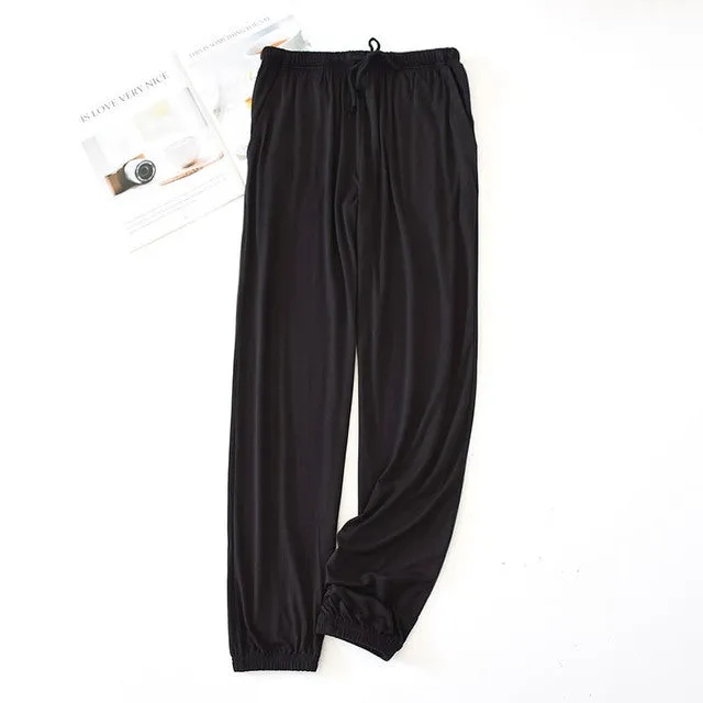 Wjczt Japanese new spring and autumn men&#39;s pajamas men&#39;s modal home pants tapered pants elastic loose large size trousers pajama pants