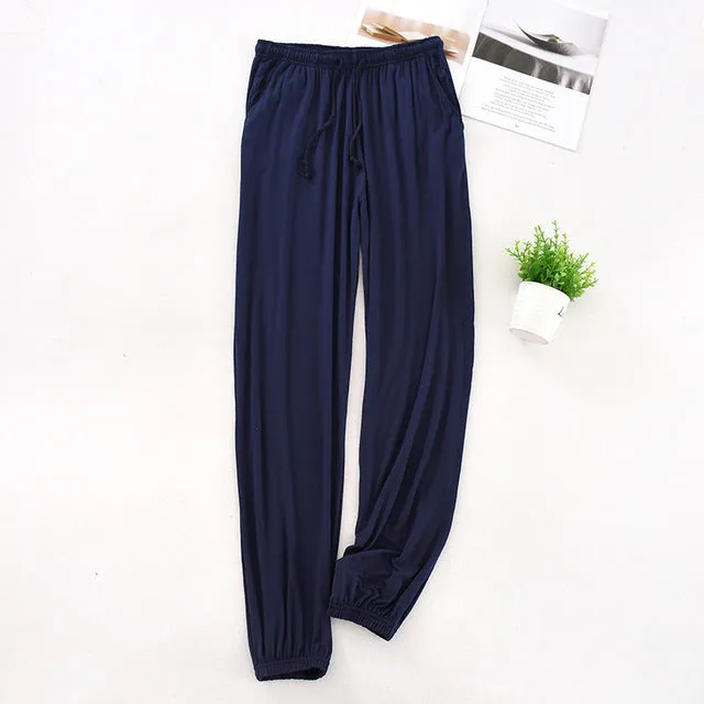 Wjczt Japanese new spring and autumn men&#39;s pajamas men&#39;s modal home pants tapered pants elastic loose large size trousers pajama pants
