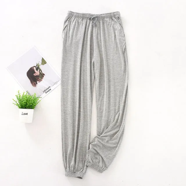 Wjczt Japanese new spring and autumn men&#39;s pajamas men&#39;s modal home pants tapered pants elastic loose large size trousers pajama pants