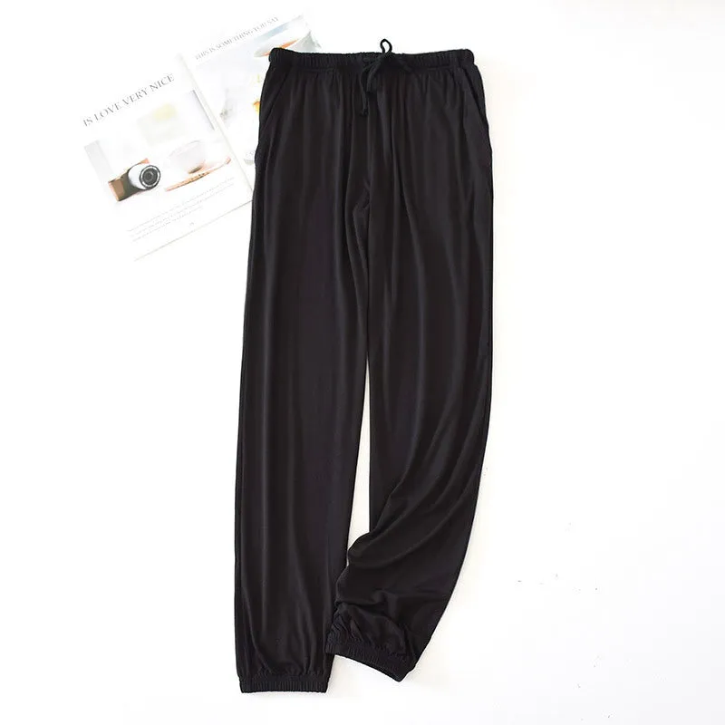 Wjczt Japanese new spring and autumn men&#39;s pajamas men&#39;s modal home pants tapered pants elastic loose large size trousers pajama pants