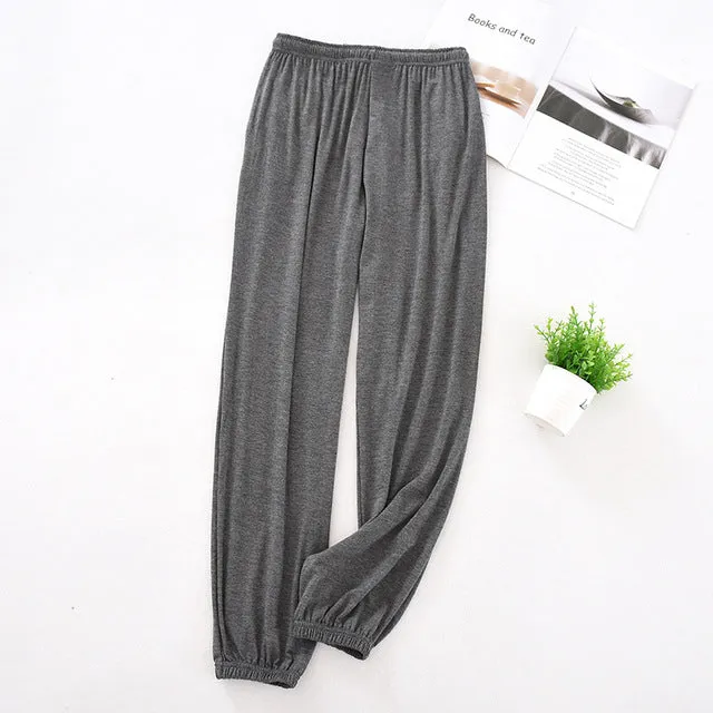 Wjczt Japanese new spring and autumn men&#39;s pajamas men&#39;s modal home pants tapered pants elastic loose large size trousers pajama pants