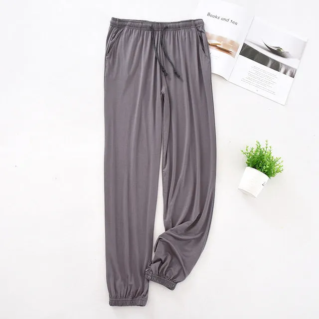 Wjczt Japanese new spring and autumn men&#39;s pajamas men&#39;s modal home pants tapered pants elastic loose large size trousers pajama pants