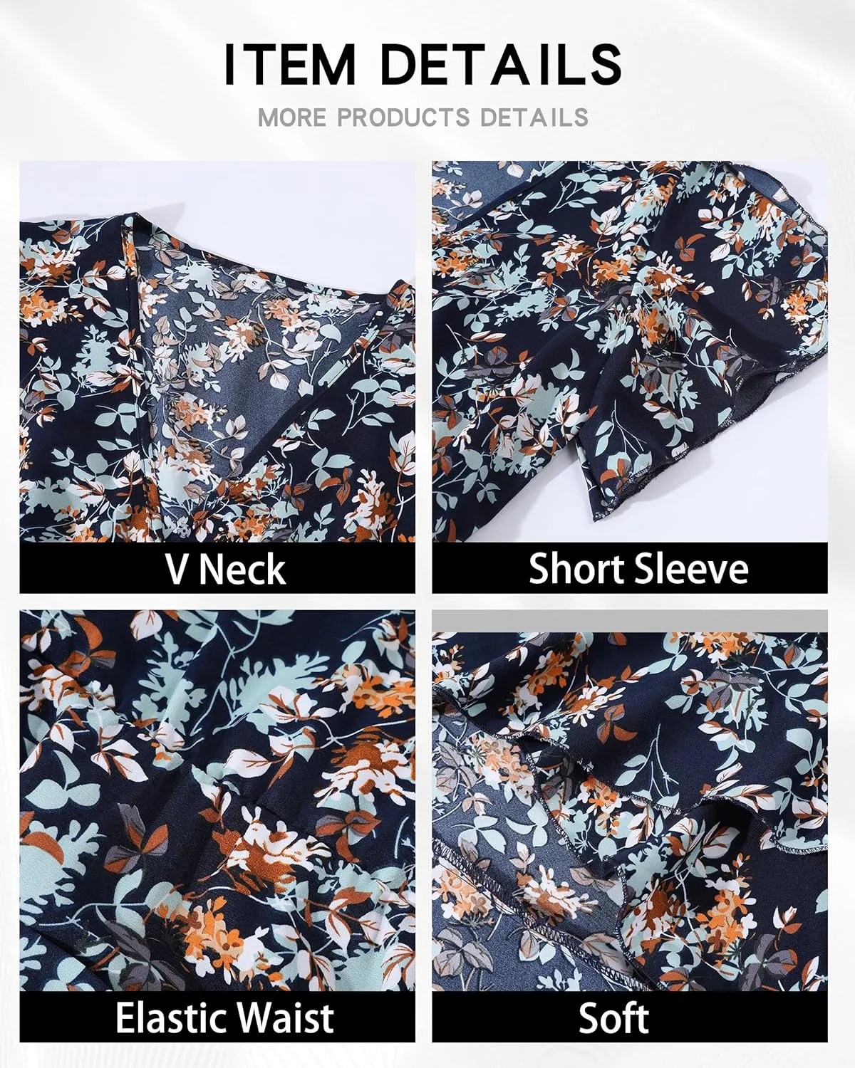 Womens Summer Dress 2025 Floral Boho Dress Wrap V Neck Short Sleeve Ruffle A Line Flowy High Low Midi Dresses