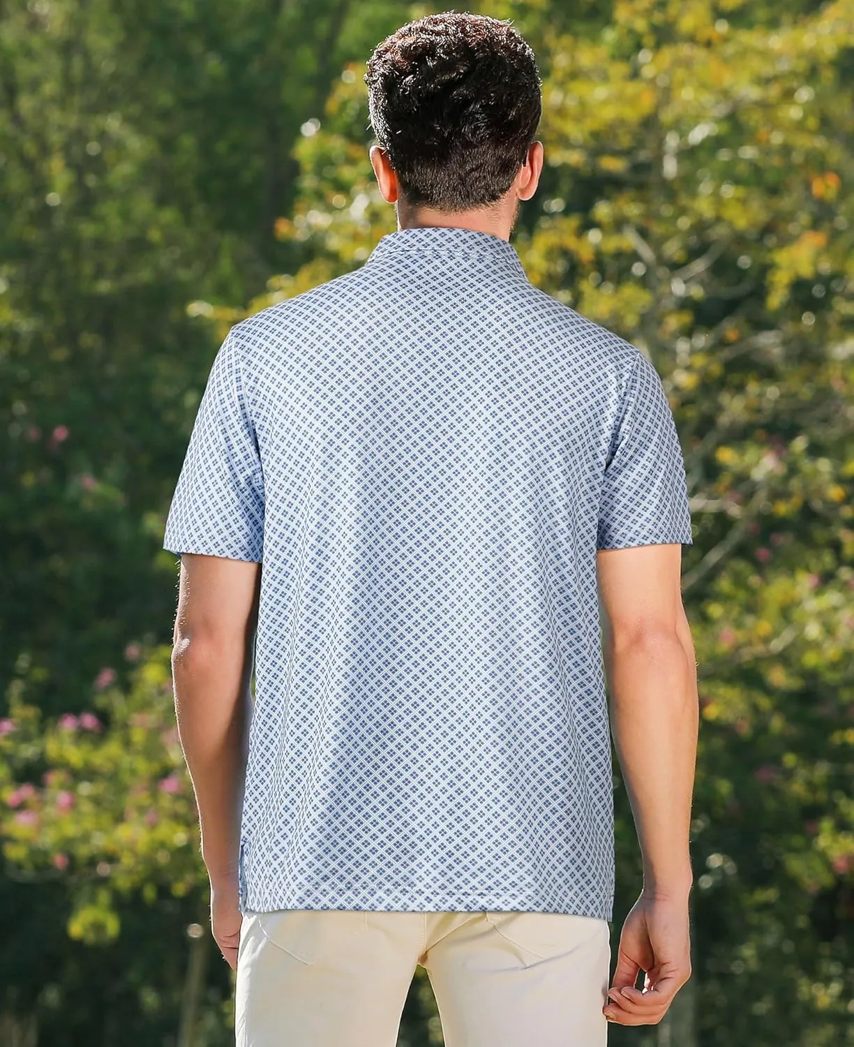 zeetoo Mens Polo Shirts Print Golf Shirts Performance Moisture Wicking Dry Fit Short Sleeve Golf Polo Shirts for Men