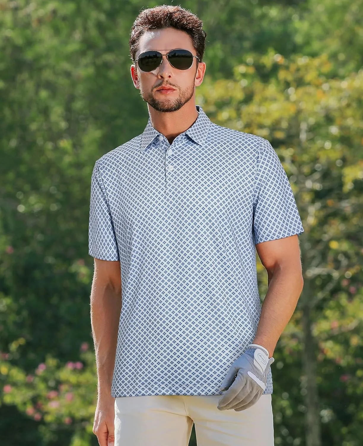 zeetoo Mens Polo Shirts Print Golf Shirts Performance Moisture Wicking Dry Fit Short Sleeve Golf Polo Shirts for Men