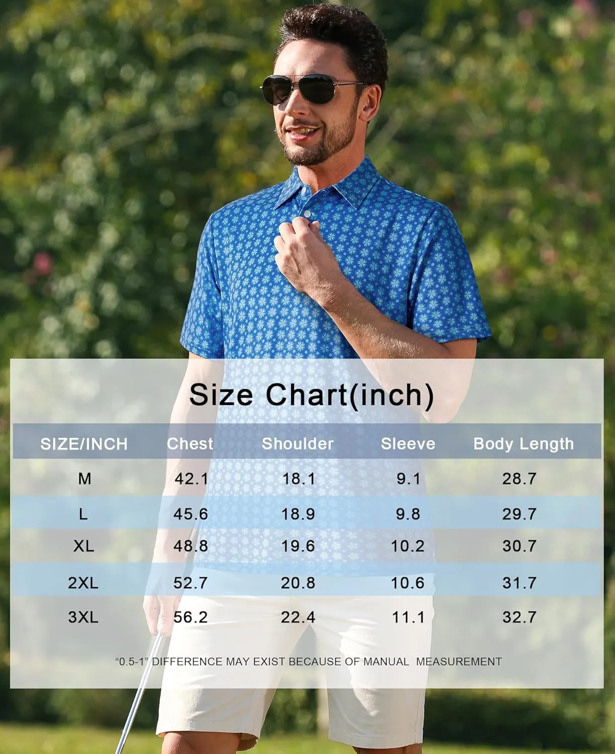 zeetoo Mens Polo Shirts Print Golf Shirts Performance Moisture Wicking Dry Fit Short Sleeve Golf Polo Shirts for Men