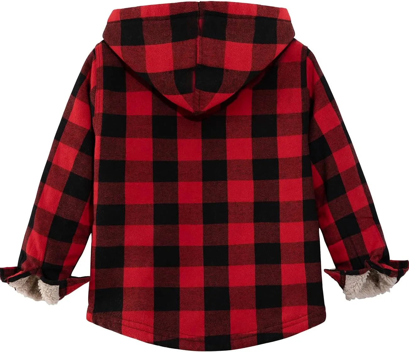 ZENTHACE Girls Sherpa Lined Full Zip Up Plaid Flannel Shirt Fuzzy Hooded Flannel Jacket with Hand Pockets